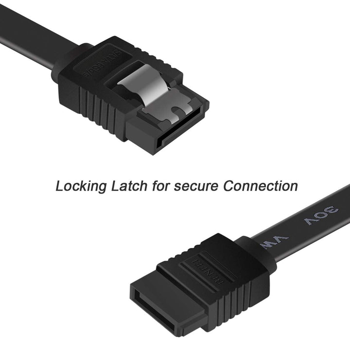 6 Pack SATA Cable III 6Gbps Straight HDD SDD Data Cable with Locking Latch 18 Inch Compatible for SATA HDD, SSD, CD Driver, CD Writer - Black - Just Closeouts Canada Inc.