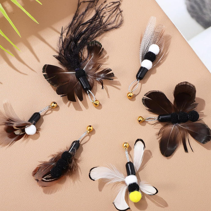 6-Piece Feather Insect Cat Wand Refill Set with Bells - Just Closeouts Canada Inc.