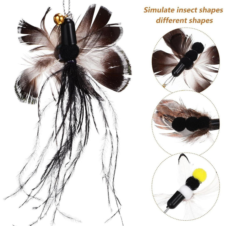 6-Piece Feather Insect Cat Wand Refill Set with Bells - Just Closeouts Canada Inc.