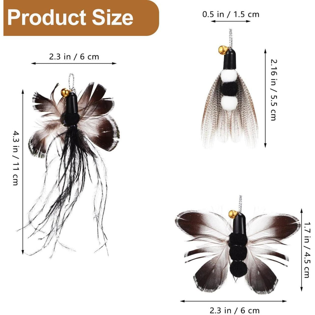 6-Piece Feather Insect Cat Wand Refill Set with Bells - Just Closeouts Canada Inc.