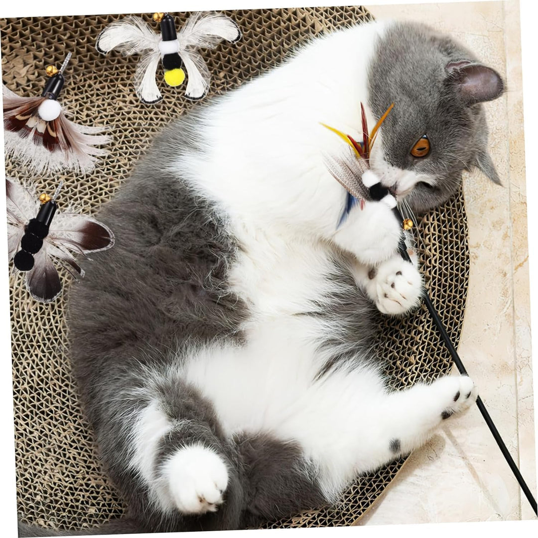 6-Piece Feather Insect Cat Wand Refill Set with Bells - Just Closeouts Canada Inc.