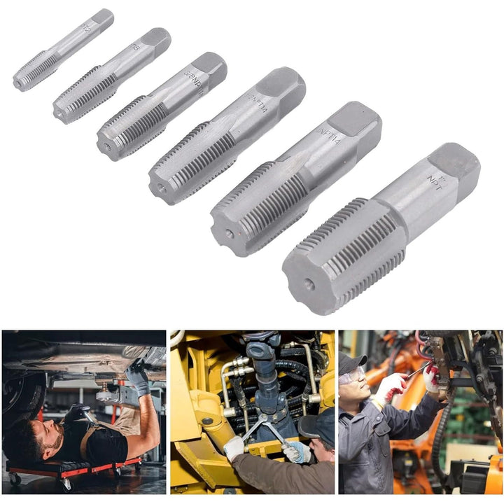 6 Piece NPT Pipe Tap Set, Carbon Steel Hand Threading Plumbing Tap Set for Accurate Threads, 1, 3/4, 1/2, 3/8, 1/4, 1/8 NPT Tap, for Plumbers Mechanics DIYers - Just Closeouts Canada Inc.X004AG2HX9