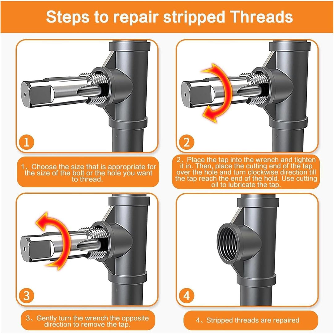 6 Piece NPT Pipe Tap Set, Carbon Steel Hand Threading Plumbing Tap Set for Accurate Threads, 1, 3/4, 1/2, 3/8, 1/4, 1/8 NPT Tap, for Plumbers Mechanics DIYers - Just Closeouts Canada Inc.X004AG2HX9