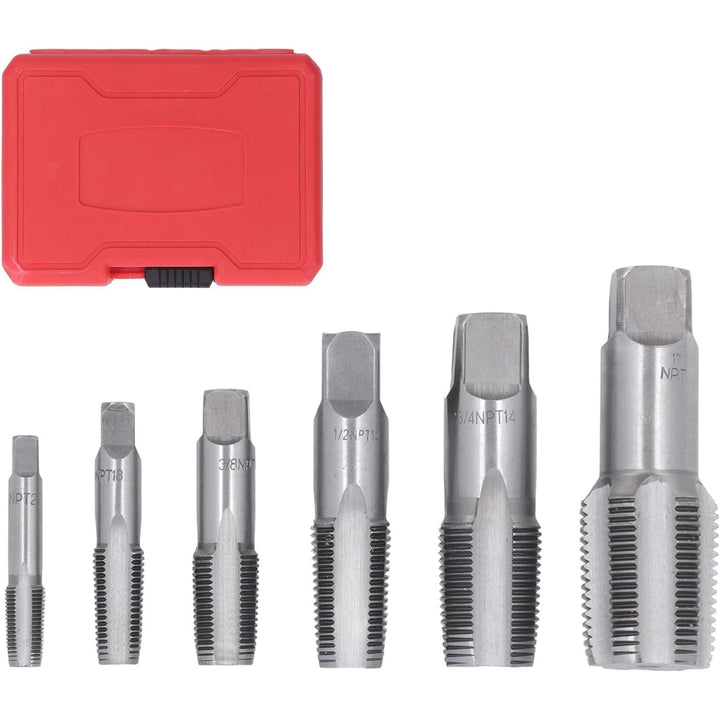 6 Piece NPT Pipe Tap Set, Carbon Steel Hand Threading Plumbing Tap Set for Accurate Threads, 1, 3/4, 1/2, 3/8, 1/4, 1/8 NPT Tap, for Plumbers Mechanics DIYers - Just Closeouts Canada Inc.X004AG2HX9
