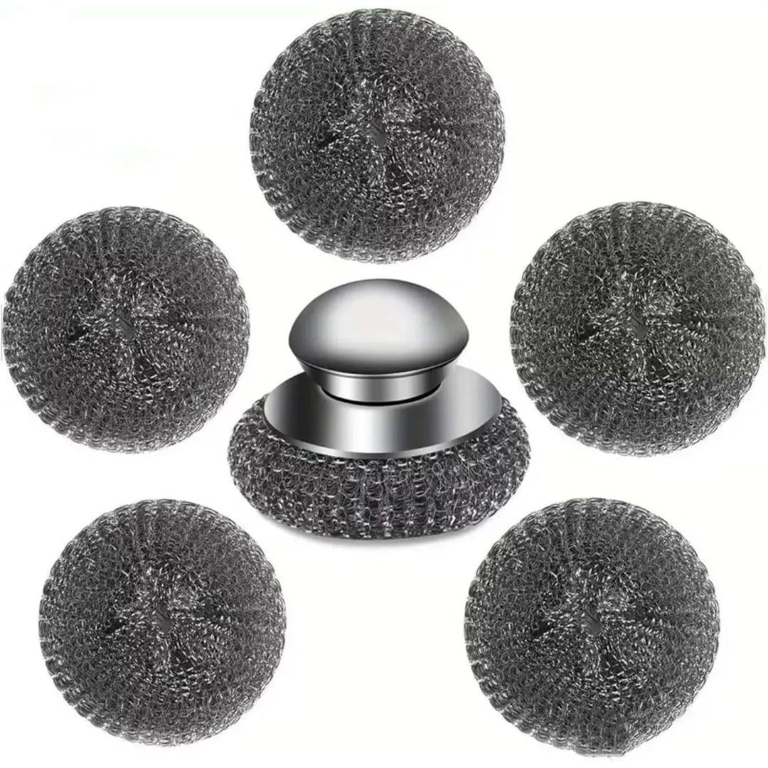 6-Piece Stainless Steel Pot Scrubber Set with Handle - Just Closeouts Canada Inc.