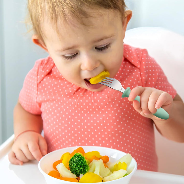 6 Pieces Toddler Utensils, Toddler Forks and Spoons, Kids Silverware Set with Plastic Handle Stainless Steel Silverware, Dishwasher Safe - Just Closeouts Canada Inc.