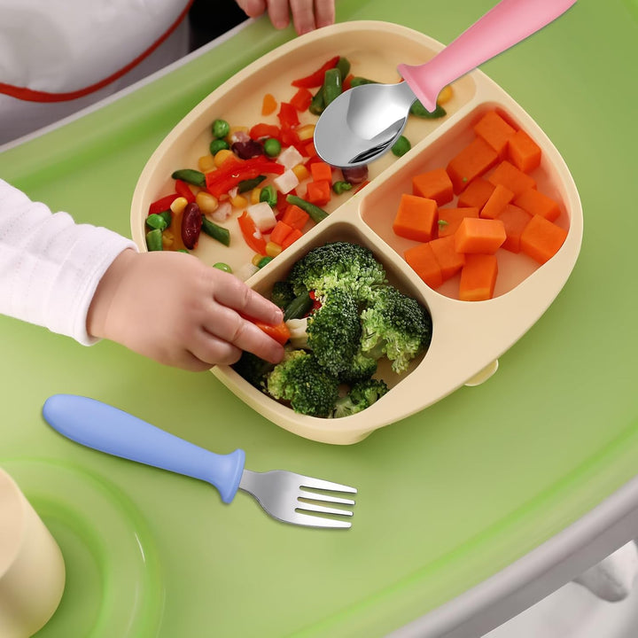 6 Pieces Toddler Utensils, Toddler Forks and Spoons, Kids Silverware Set with Plastic Handle Stainless Steel Silverware, Dishwasher Safe - Just Closeouts Canada Inc.