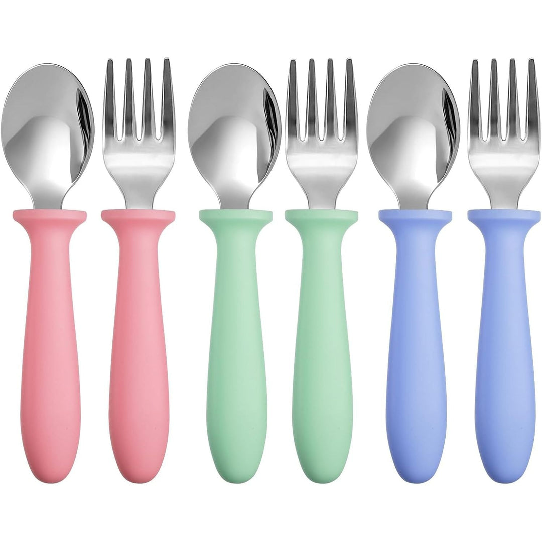 6 Pieces Toddler Utensils, Toddler Forks and Spoons, Kids Silverware Set with Plastic Handle Stainless Steel Silverware, Dishwasher Safe - Just Closeouts Canada Inc.