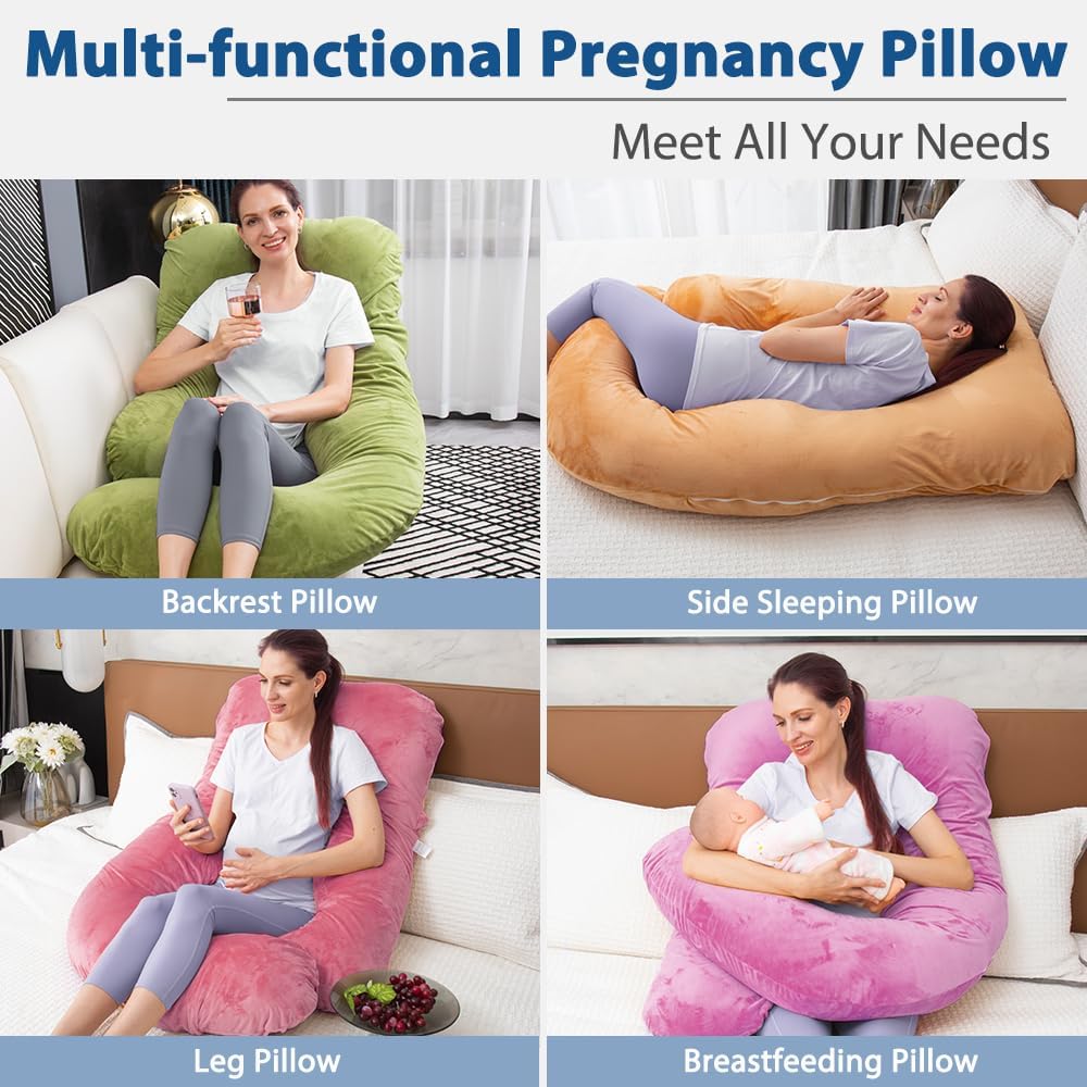 60 Inch Pregnancy Pillow for Sleeping, Extra Large U Shaped Body Pillow, Maternity Pillow for Pregnant Women (Purple) - Just Closeouts Canada Inc.
