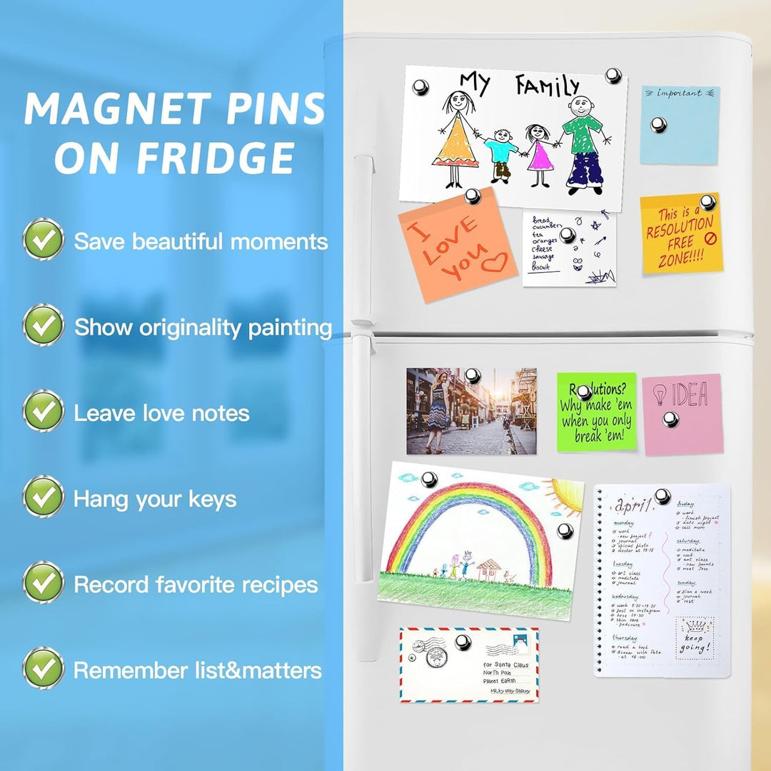 60 Pack Metal Fridge Magnets, Refrigerator Magnets for Whiteboard, Strong Map Magnets for Fridge, Whiteboard, Office, Classroom,Kitchen, Black - Just Closeouts Canada Inc.