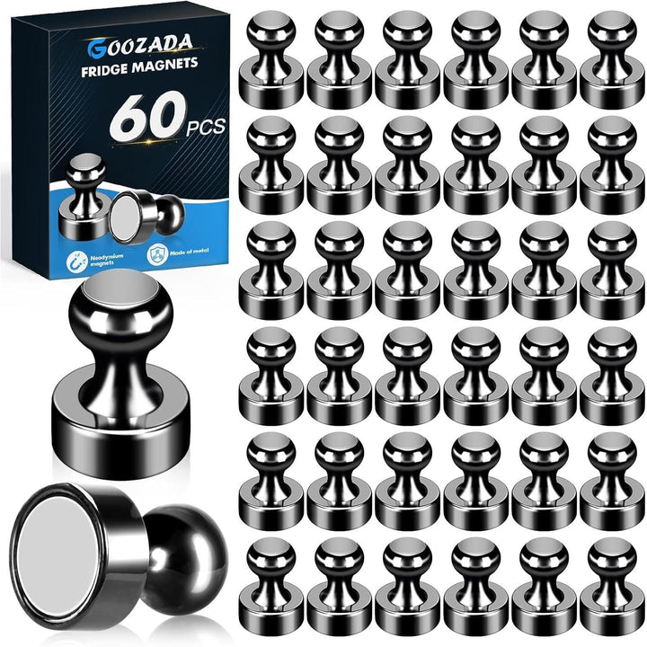 60 Pack Metal Fridge Magnets, Refrigerator Magnets for Whiteboard, Strong Map Magnets for Fridge, Whiteboard, Office, Classroom,Kitchen, Black - Just Closeouts Canada Inc.
