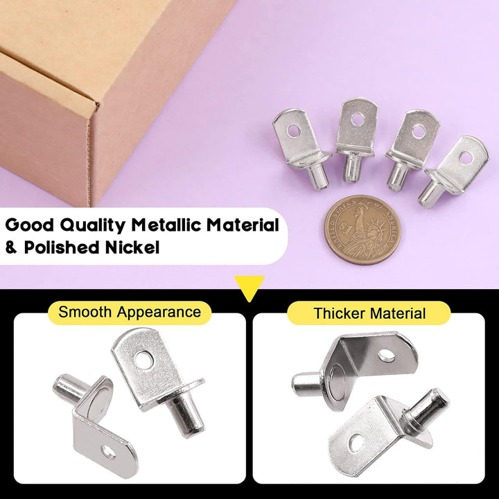 60-Piece Silver L-Shaped Shelf Support Pins, 6 mm - Just Closeouts Canada Inc.X002YUBM1B