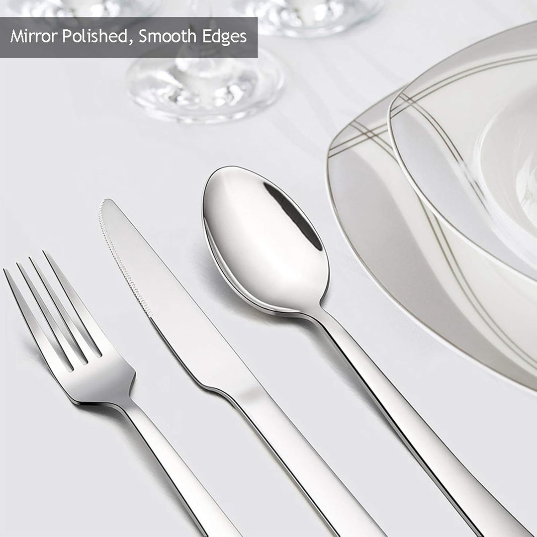 60 - Piece Silverware Set, E - far Stainless Steel Flatware Set Service for 12, Tableware Cutlery Set for Home Restaurant Party, Dinner Forks/Spoons/Knives, Square Edge & Mirror Polished, Dishwasher Safe - Just Closeouts Canada Inc.