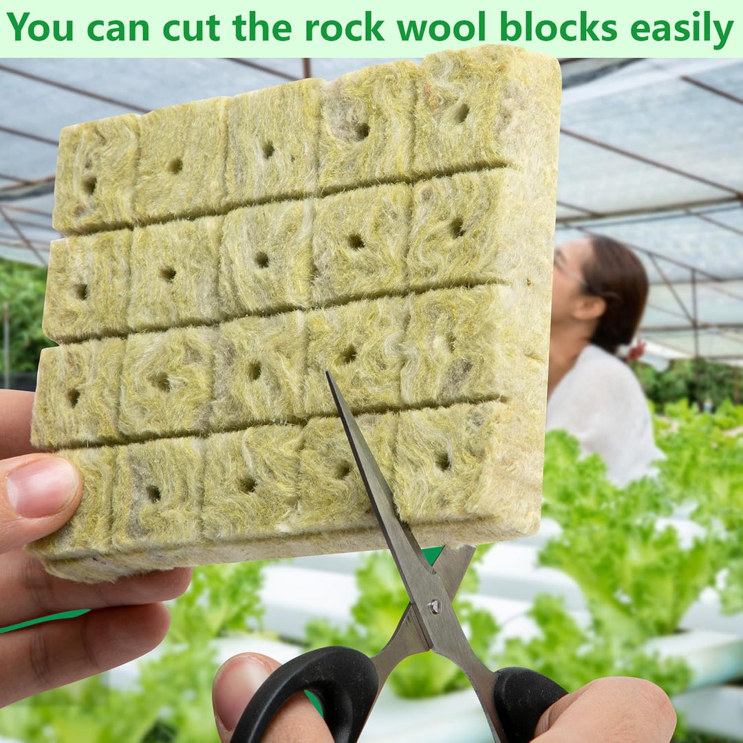 60Pcs Rockwool Grow Cubes - 1inch Stonewool Starter Plugs for Rapid Plant Growth - Starter Cubes Plugs with Holes for Hydroponic, Seeds Germination and Soilless Growing - Just Closeouts Canada Inc.