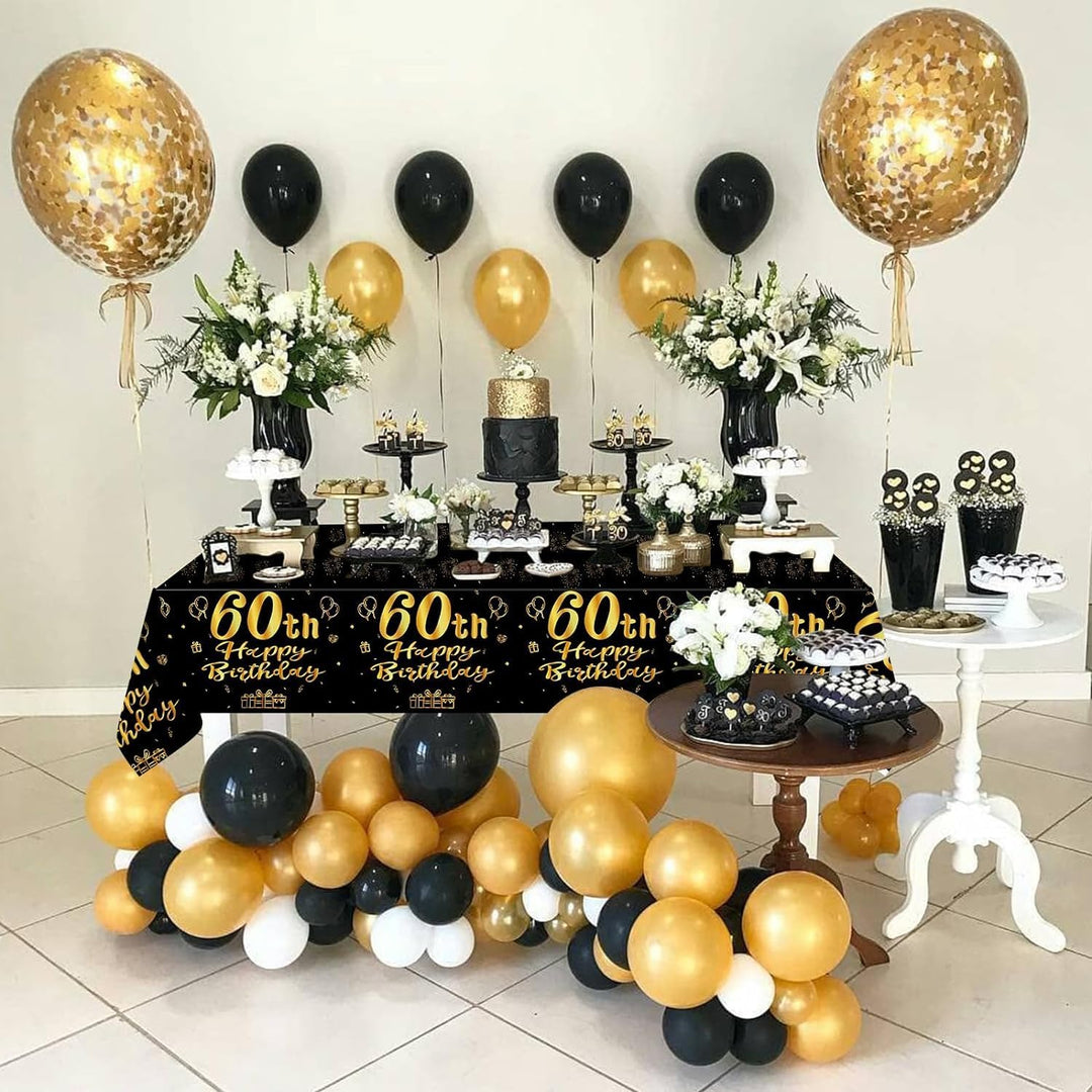 60th Birthday Tableware Set – Black & Gold, 145 Pieces - Just Closeouts Canada Inc.