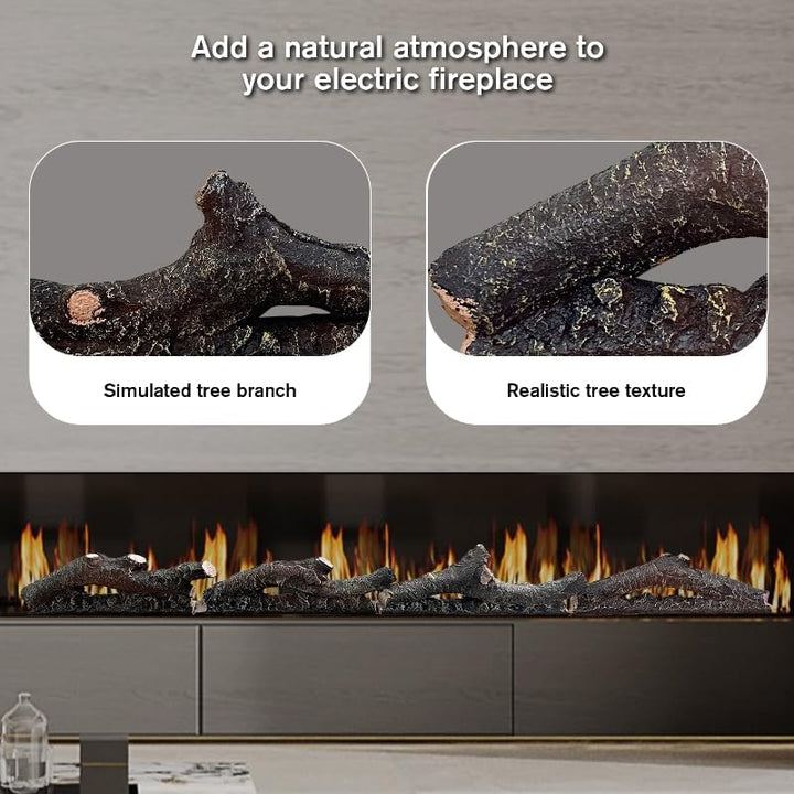 Electric Fireplace Wall Fireplace Recessed Electric Fireplace Synthetic Resin Decoration Electric Transparent Logs Flame Suitable for 42" Electric Fireplaces 4 Pieces