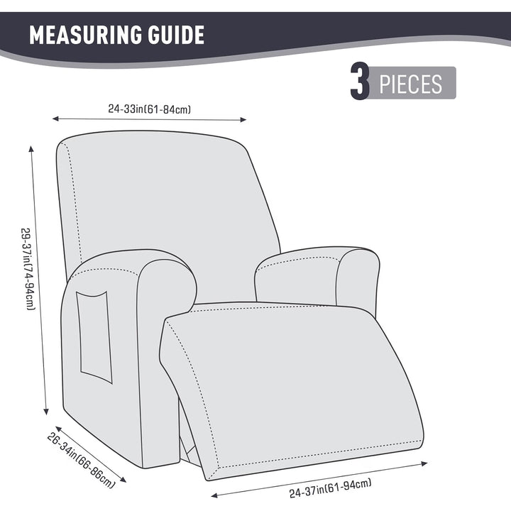 Recliner Chair Covers, Stretch Reclining Cover, Dark Gray 1 Seat Jacquard Soft Recliner Slipcovers, Washable Recliner Couch Covers, Furniture Protector Covers with Pocket for Pet Kid