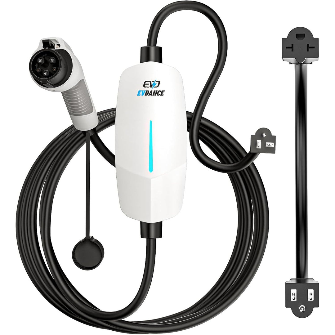 Level 1 EV Charger - J1772 Electric Car Charger with 25FT Cable, 16A 240V/12A 110V Portable EV Charger for Home, NEMA 6-20 & NEMA 5-15 Plug-in Hybrid Car Charger, IP66 Waterproof
