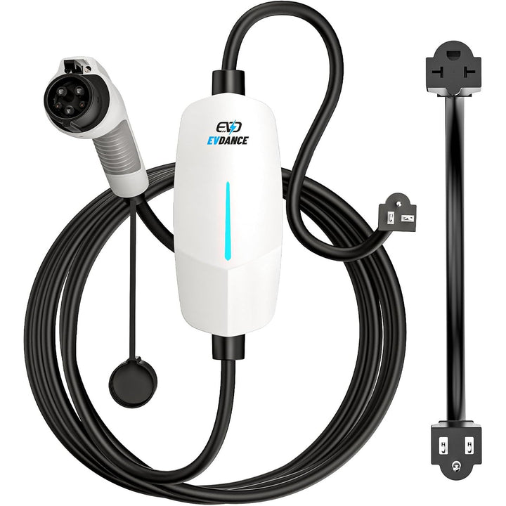 Level 1 EV Charger - J1772 Electric Car Charger with 25FT Cable, 16A 240V/12A 110V Portable EV Charger for Home, NEMA 6-20 & NEMA 5-15 Plug-in Hybrid Car Charger, IP66 Waterproof