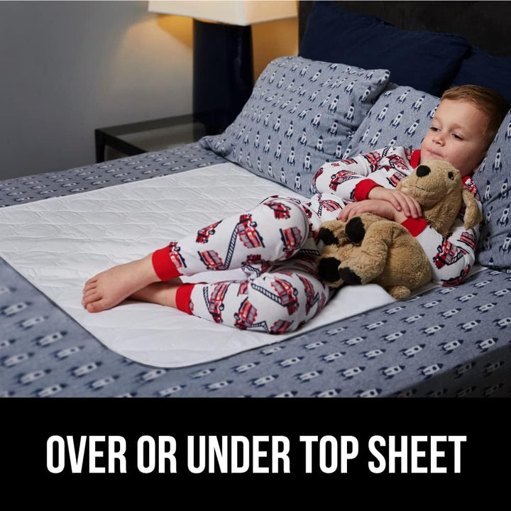 Washable Bed Pads for Incontinence, Leak Proof Slip Resistant Pee Pad Protector, 52x34, Absorbs 8 Cups, Soft Mattress Protection Chux for Enuresis Bedwetting, Adults, Elderly, Kids, White