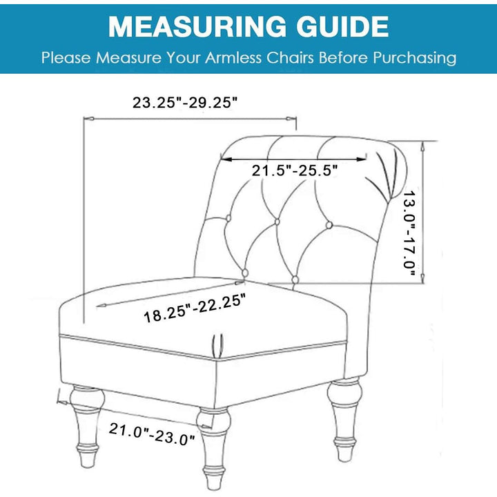 Stretch Armless Chair Slipcovers, Water-Repellent Armless Accent Chair Covers Protector Removable Washable for Living Room Hotel Restaurant (A-Cyan, 1 PCS)