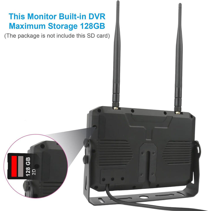 Wireless Backup Camera Kit with 7 inch DVR Monitor for Heavy Vehicles/5th Wheel Pickup/Truck/Trailer/Bus/Van/RV Camper/with 1080P Night Vision Stable Signal IP69K Reverse Rearview/Front Camera