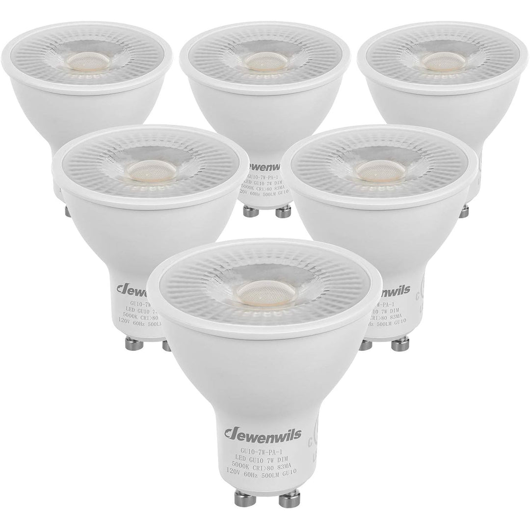 6-Pack GU10 LED Light Bulb, Dimmable 5000K Daylight GU10 Bulb Replacement for Track Lighting, 7W(50W Equivalent) LED Bulbs for Living Room, Kitchen Range Hood, Bathroom, 500LM