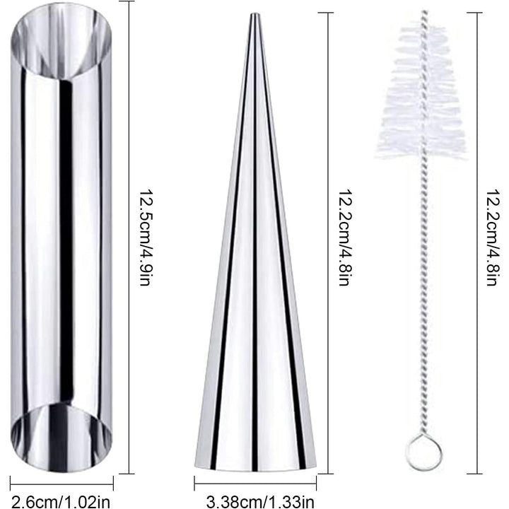 21Pcs Cannoli Tubes Cream Horn Molds Set, 10 Cone Shaped Cannoli Rings, 10 Tubular Shaped Cannoli Rolls, Stainless Steel Baking Mold for Screw Croissant, Pastry, Bread, Waffle. Cleaning Brush