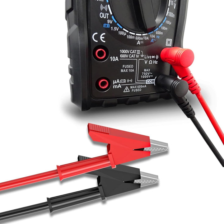 2Pcs Multimeter Test Lead Accessory, Alligator Clips to Banana Plugs, 15A 1000V, 3.5ft Silicone Cable, Black & Red