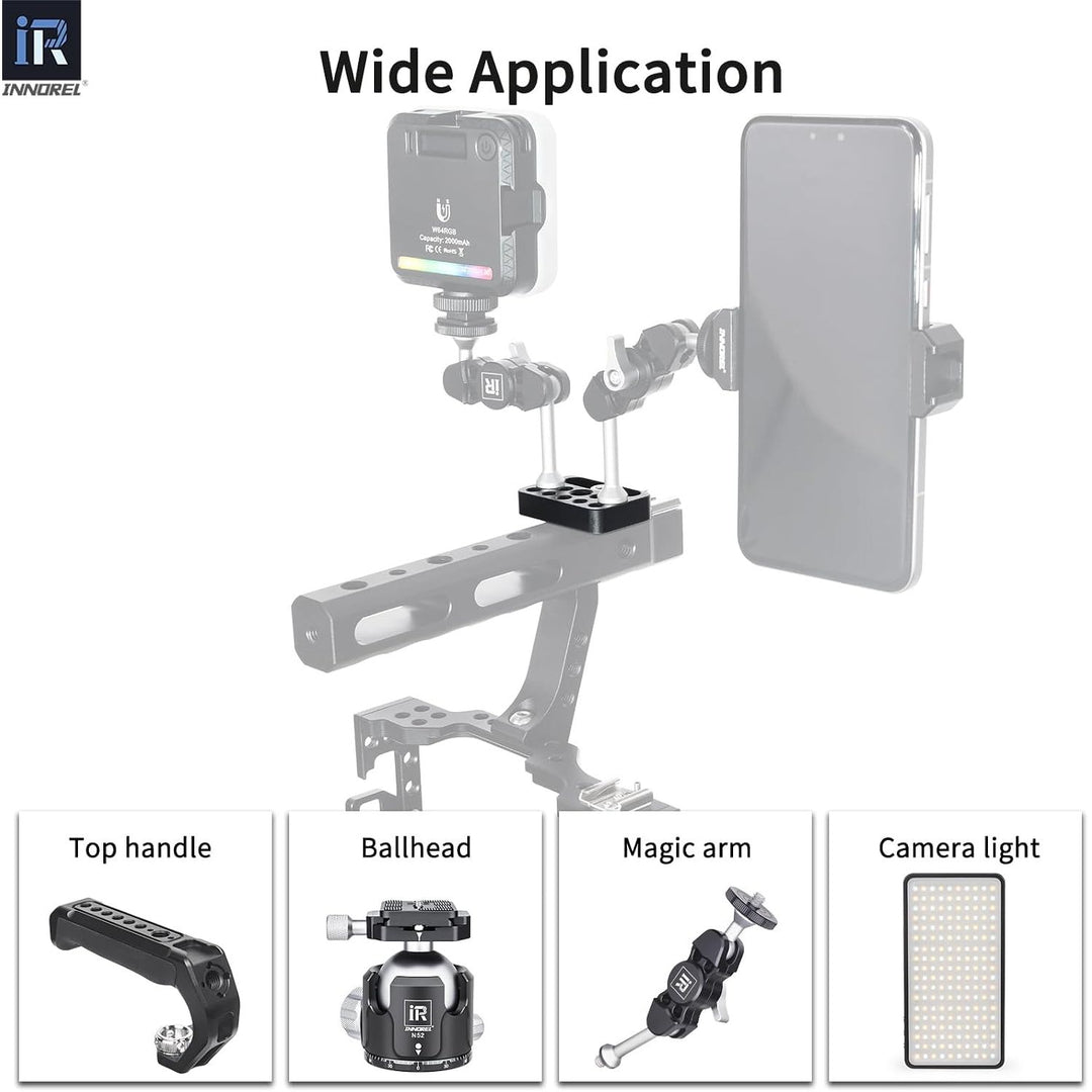 CP03 2PCS Mini Multi-Functional Cheese Plate with 1/4" & 3/8" Threads, Porous Connection Quick Installation Board Used for Installing Cheese Board Camera Cage on Guide Rail Block