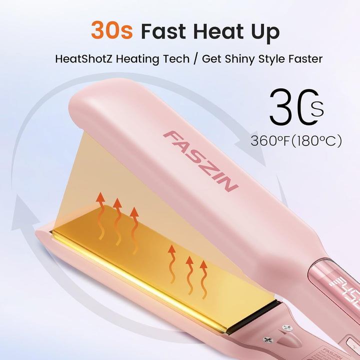 Faszin Professional Wide Hair Straightener, Pink