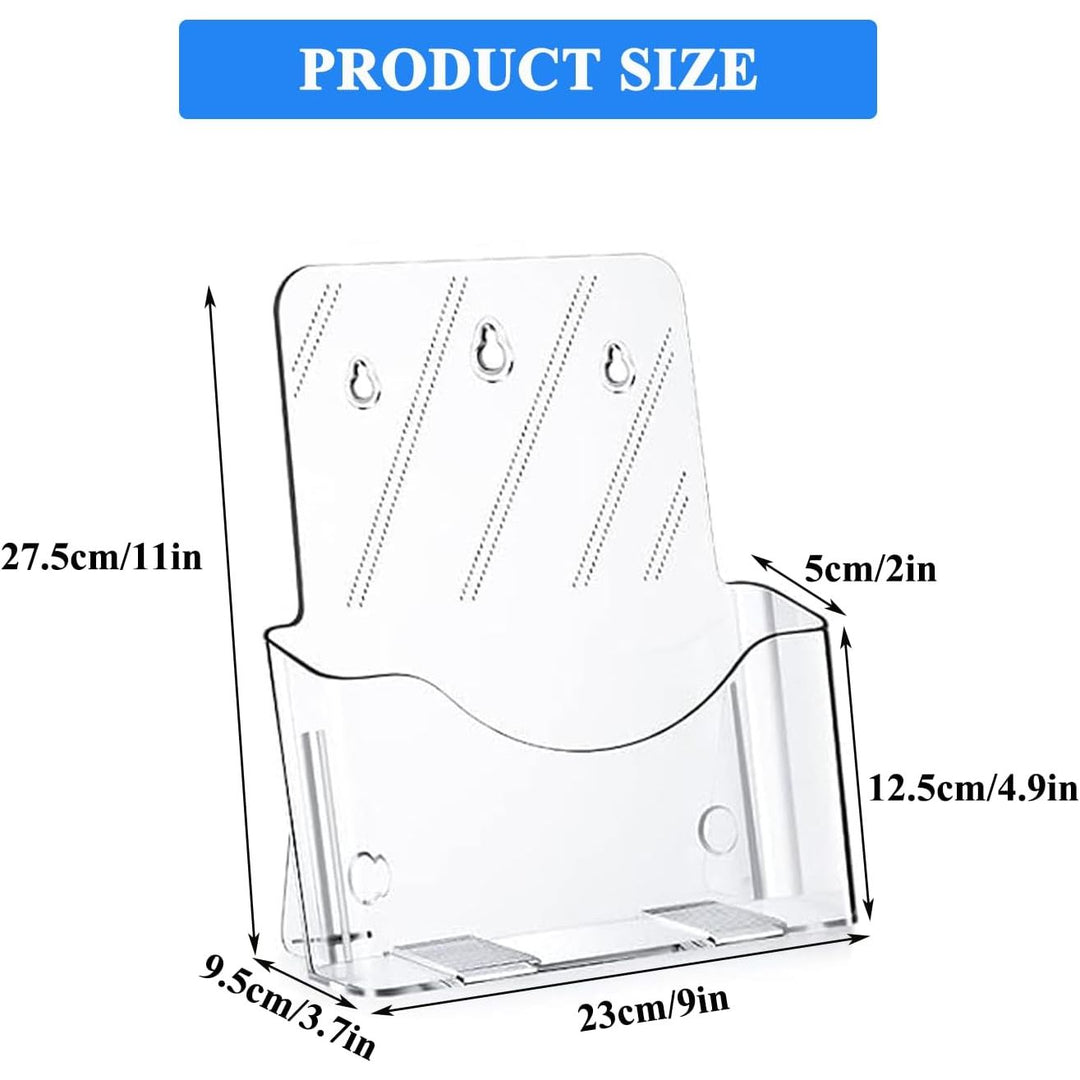 2 Packs Acrylic Brochure Holder, 8.5x11in Plastic Pamphlet Holder Stand, Clear Flyer Magazine Display Holders, Literature Holder Countertop/Wall Mount Organizer for Display Flyer, Booklet, Document