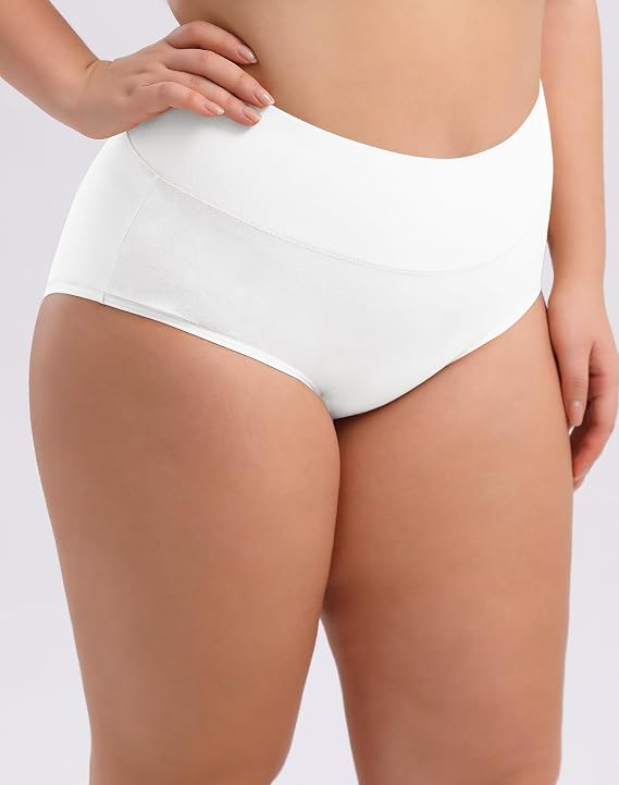 Women's Plus Size XL-5XL Full Coverage Underwear High Waisted Cotton Panties 4-Pack 4XL