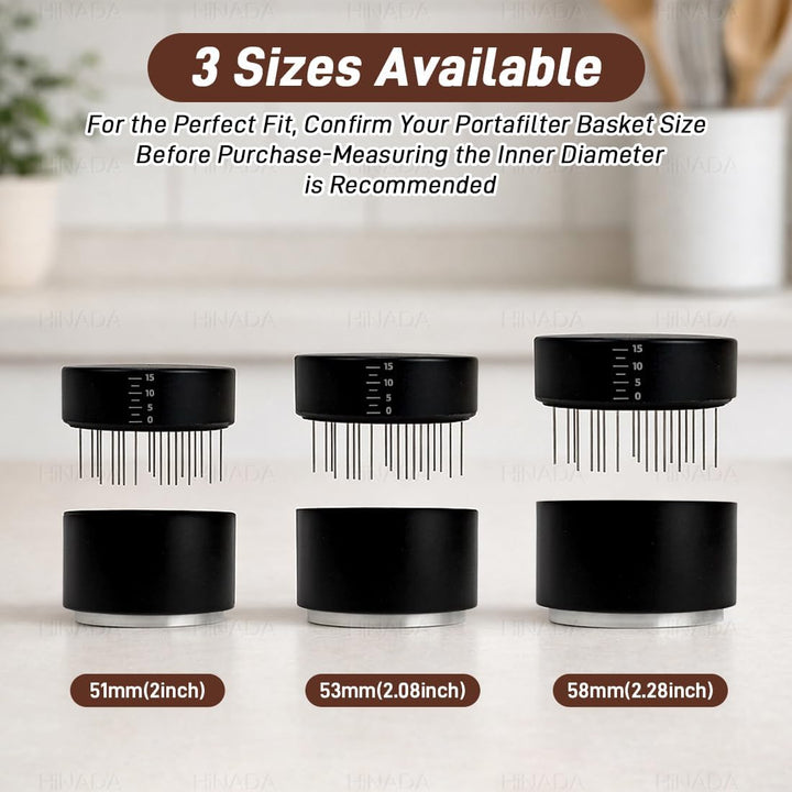 Espresso Tamper 53mm, 3-in-1 Coffee Distributor with WDT Tool, Adjustable Depth Coffee Tamper with Calibrated Spring, Professional Barista Espresso Accessories (53mm)