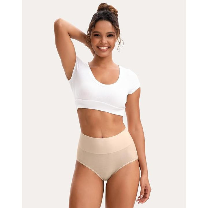 Womens High Waisted Underwear Cotton Plus Size Ladies Panties 5-Pack XL