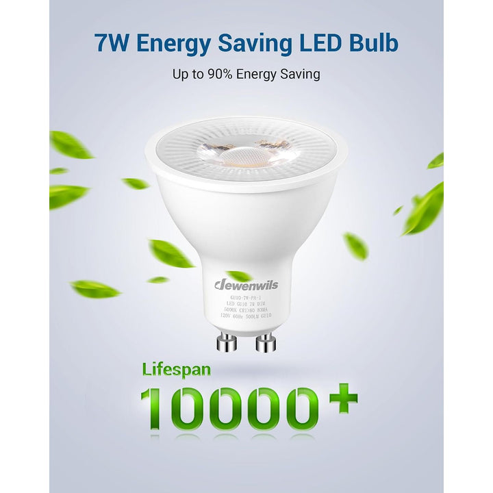 6-Pack GU10 LED Light Bulb, Dimmable 5000K Daylight GU10 Bulb Replacement for Track Lighting, 7W(50W Equivalent) LED Bulbs for Living Room, Kitchen Range Hood, Bathroom, 500LM