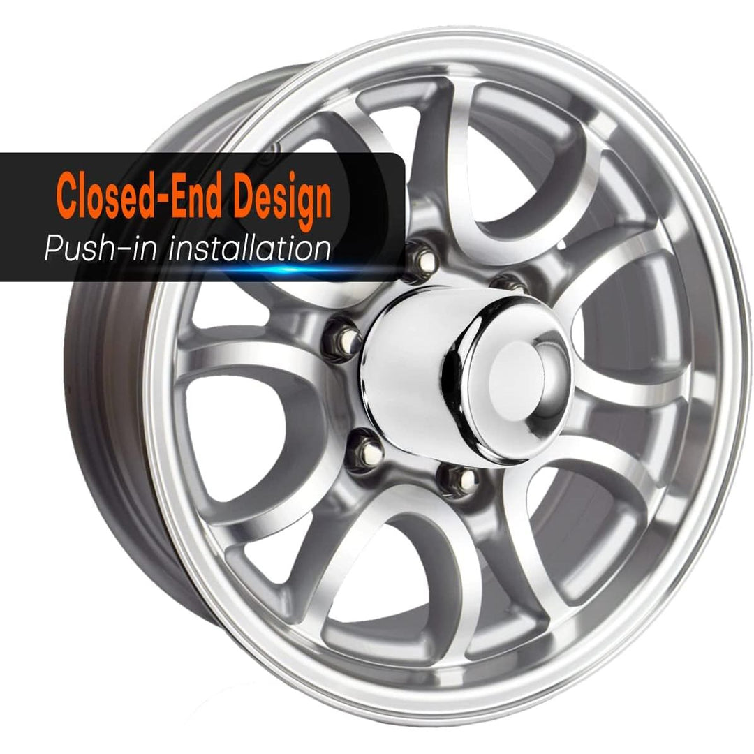 4pcs Push Through Wheel Center Caps Chrome Silver for 108MM 4.25" Center Bore Auto Trailer Wheel Rim
