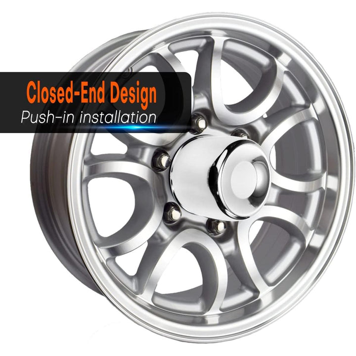 4pcs Push Through Wheel Center Caps Chrome Silver for 108MM 4.25" Center Bore Auto Trailer Wheel Rim