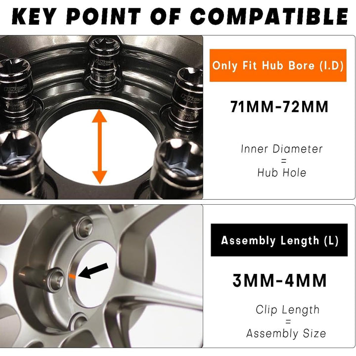 4PCS 76mm(2.99in)/72mm(2.83in) Wheel Hub Center Caps Black ABS Plastic