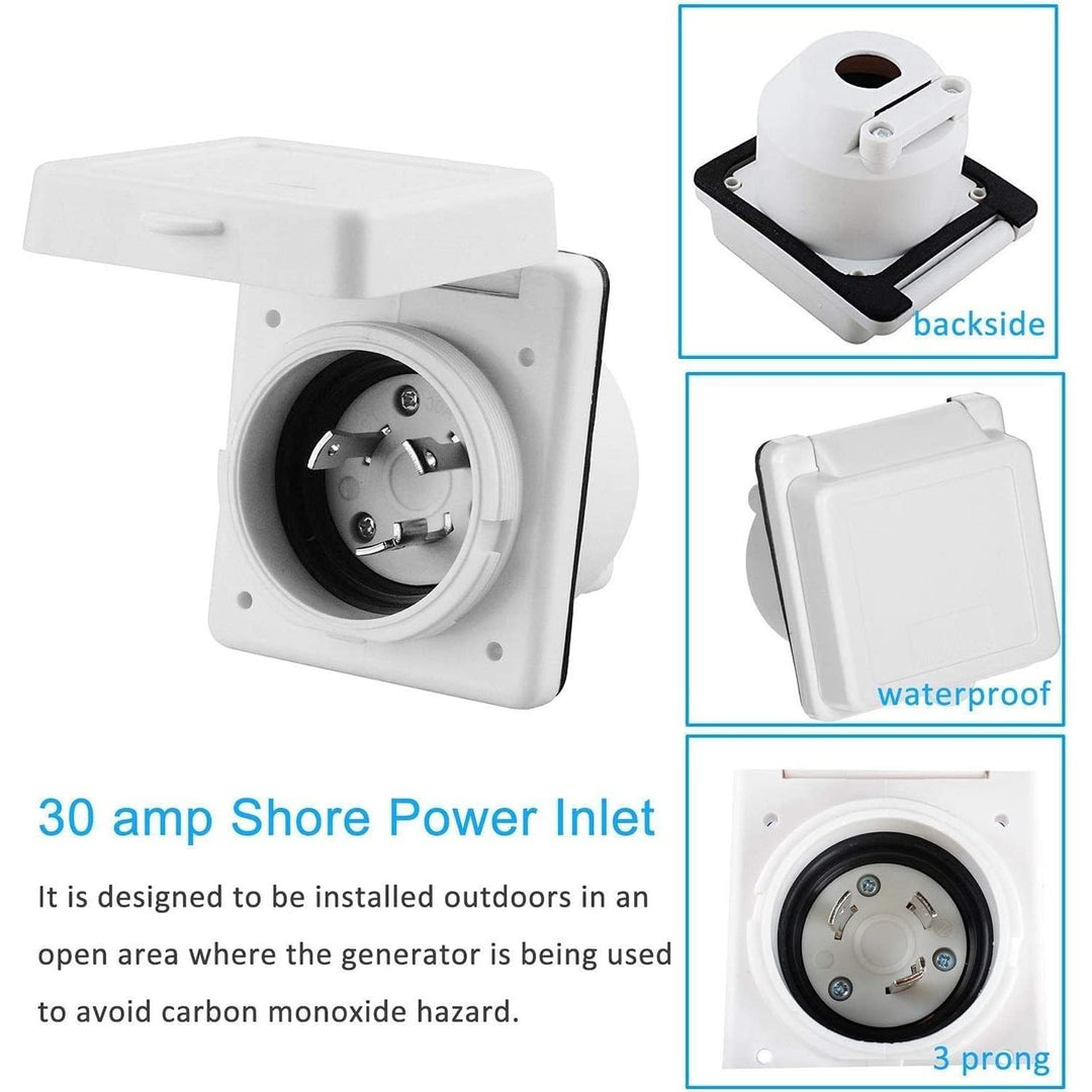 30AMP RV Power Inlet Receptacle, 125V RV Power Plug Twist Lock Inlet, RV Power Female Twist Locking Connector with Weatherproof Cover Boot for Trailer Boat Camper, RV Shore Power Inlet Plug Kit