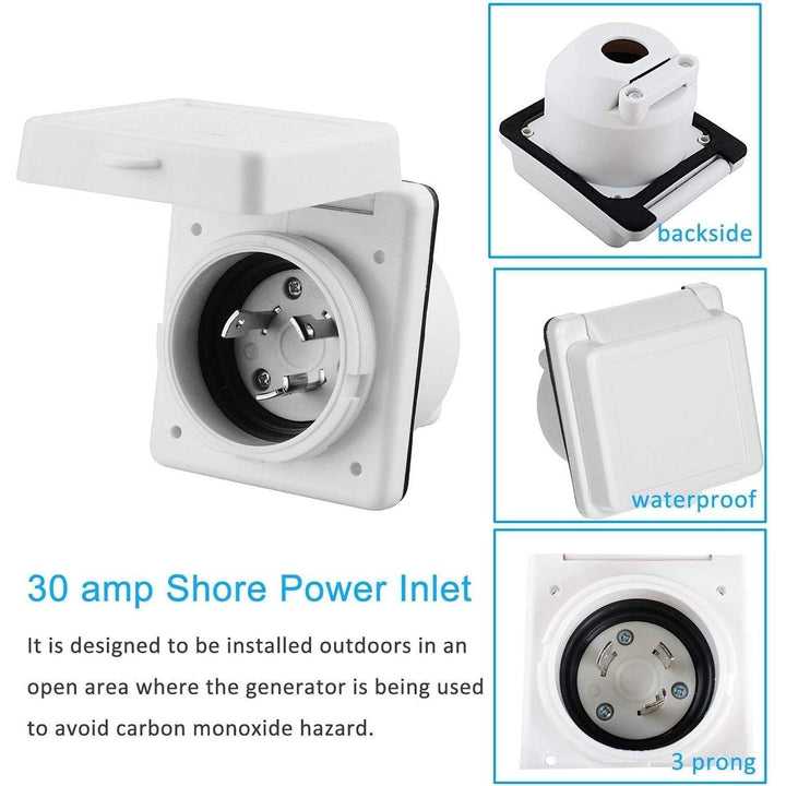 30AMP RV Power Inlet Receptacle, 125V RV Power Plug Twist Lock Inlet, RV Power Female Twist Locking Connector with Weatherproof Cover Boot for Trailer Boat Camper, RV Shore Power Inlet Plug Kit