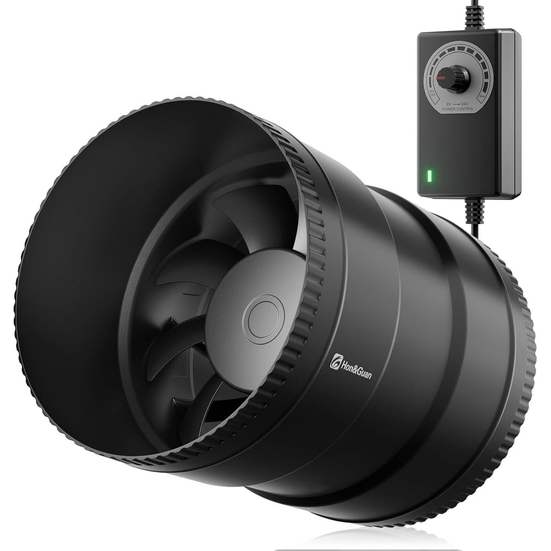 6 Inch Inline Booster Duct Fan with Speed Controller - 345 CFM Airflow with 19.2W Ultra-Low Power and Low Noise
