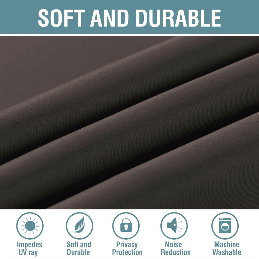 Premium Blackout Curtains for Living Room 84 Inches Length, Blackout Curtains for Bedroom Thermal Insulated Drapes - Chocolate Brown