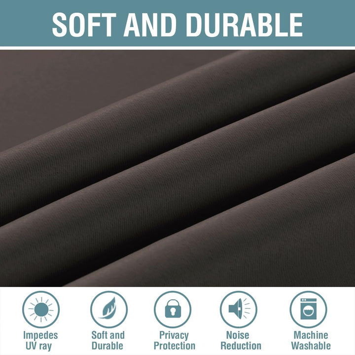 Premium Blackout Curtains for Living Room 84 Inches Length, Blackout Curtains for Bedroom Thermal Insulated Drapes - Chocolate Brown