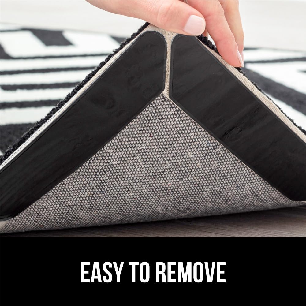 Rug Gripper Pads 16 Pack, Keep Area Rugs Corners from Curling and Bunching, Reusable Dual-Sided Flexible Sticky Pad Grips Floor and Holds Carpet in Place on Hardwood Floors