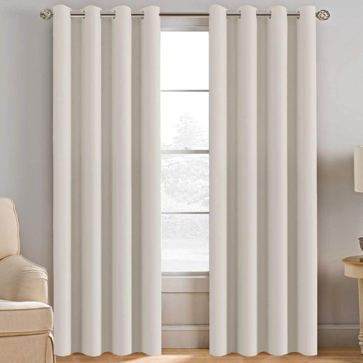 Light Blocking Curtain for Living Room Thermal Insulated Window Treatment Panel/Drape for Dining Room, Elegant Soft Curtain for Bedroom Grommet Top One Panel (Ivory - 52x96 Inches)