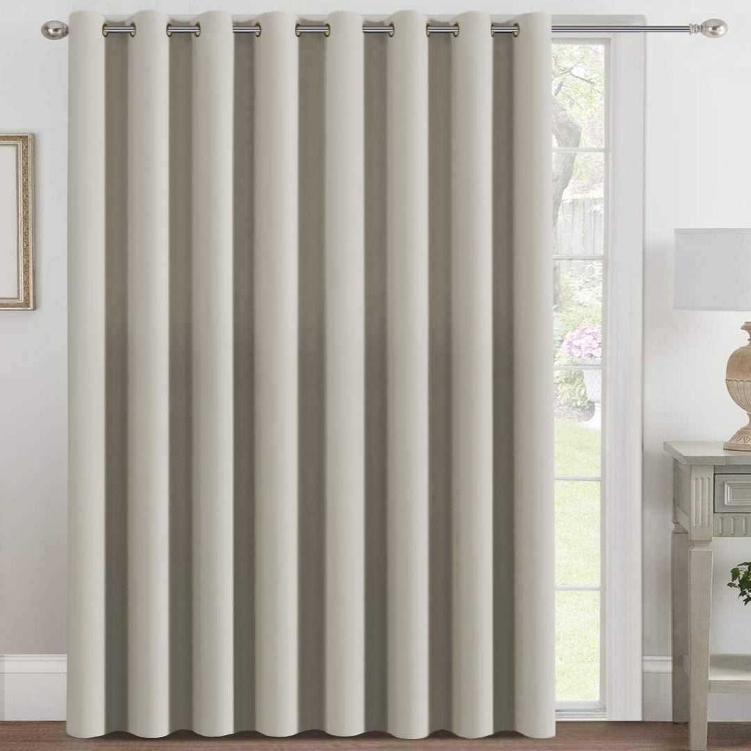 Extra Wide Blackout Curtain for Living Room Thermal Insulated Light Blocking Room Darkening Grommet Curtain Drapes for Patio Door/Bedroom/Home Theater, 100" Wide by 96" Long, 1 Panel, Cream