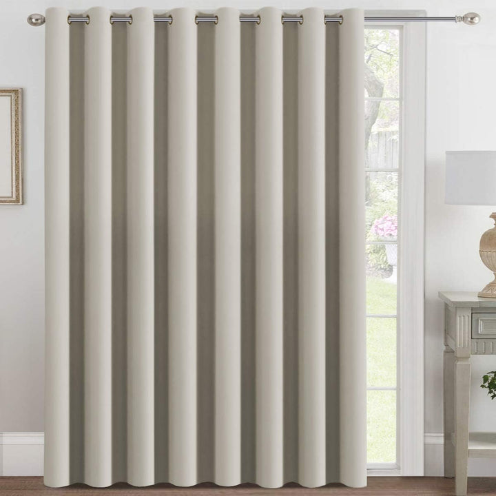Extra Wide Blackout Curtain for Living Room Thermal Insulated Light Blocking Room Darkening Grommet Curtain Drapes for Patio Door/Bedroom/Home Theater, 100" Wide by 96" Long, 1 Panel, Cream