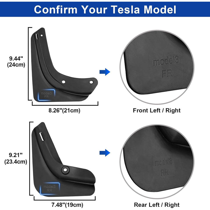 4 PCS Splash Guards for Tesla Model 3 Mud Flaps 2023-2019 No Drilling Car Fender Compatible with Model 3 2023 2022 2021 2020 2019 Upgraded Front and Rear Car Mud Flaps Black