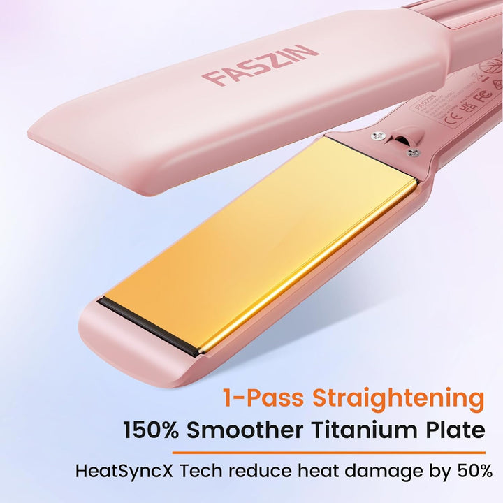 Faszin Professional Wide Hair Straightener, Pink